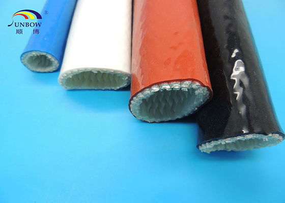 China Mangas protectoras de la fibra de vidrio del fuego con la goma de silicona que cubre la identificación de 100m m proveedor