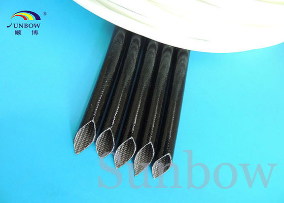 China manga revestida de la fibra de vidrio del silicón negro de la resina de 4.0KV 10m m para el aislamiento del alambre proveedor
