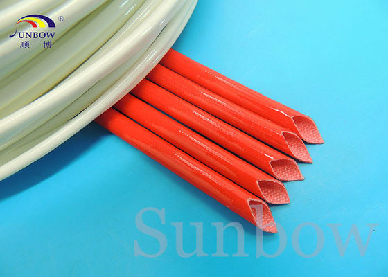 China Productos que envuelven trenzados rojos del óxido de hierro, el envolver de alta temperatura de la fibra de vidrio proveedor