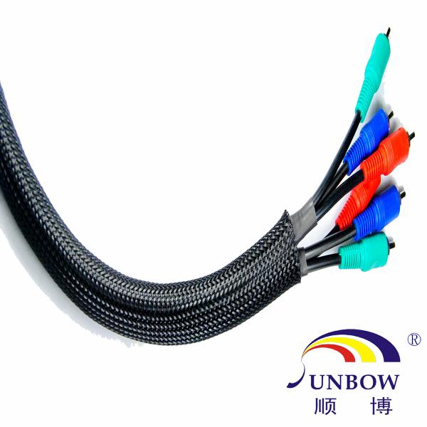Cable 4m m - el envolver extensible del ANIMAL DOMÉSTICO negro de 70m m protege el cable/el arnés de cable
